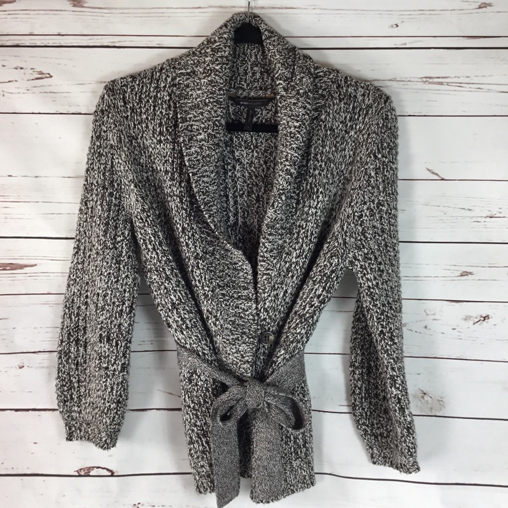 BCBG MaxAzria Chunky Wrap Cardigan Sweater Brown
